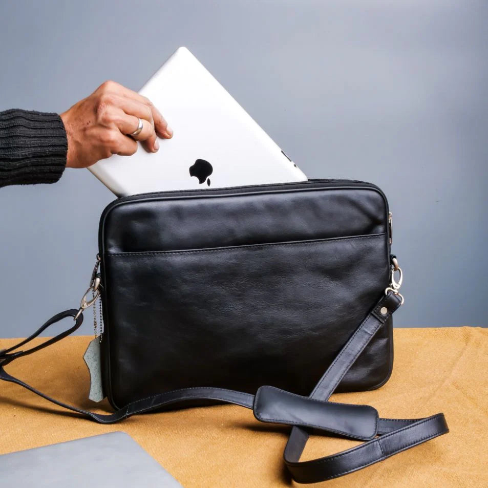 Leather Laptop bag Handmade bag Shoulder laptop bag Black laptop bag Office laptop bag Unisex laptop bag