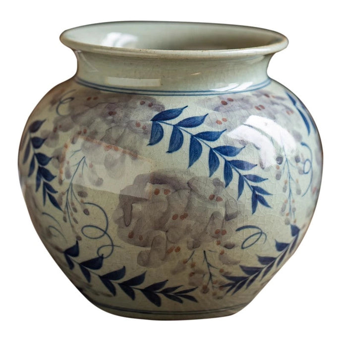 Vintage Hand Painted Blue & White Vase