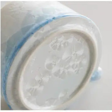 Crystal Glazed Ceramic Coffee Mug and Saucer Set