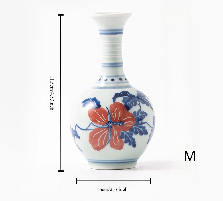 Hand Painted Blue & White Porcelain Mini Vase