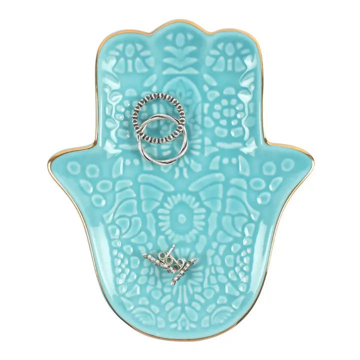 Turquoise Hamsa Hand Jewelry Dish