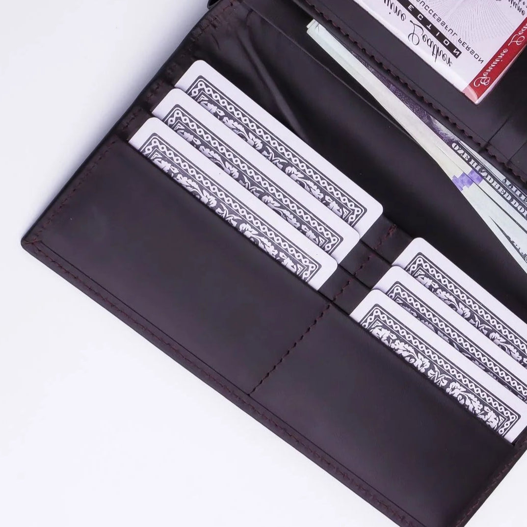 Women’s Leather Clutch Wallet with Handle – Burgundy Magnetic & Zipper Closure