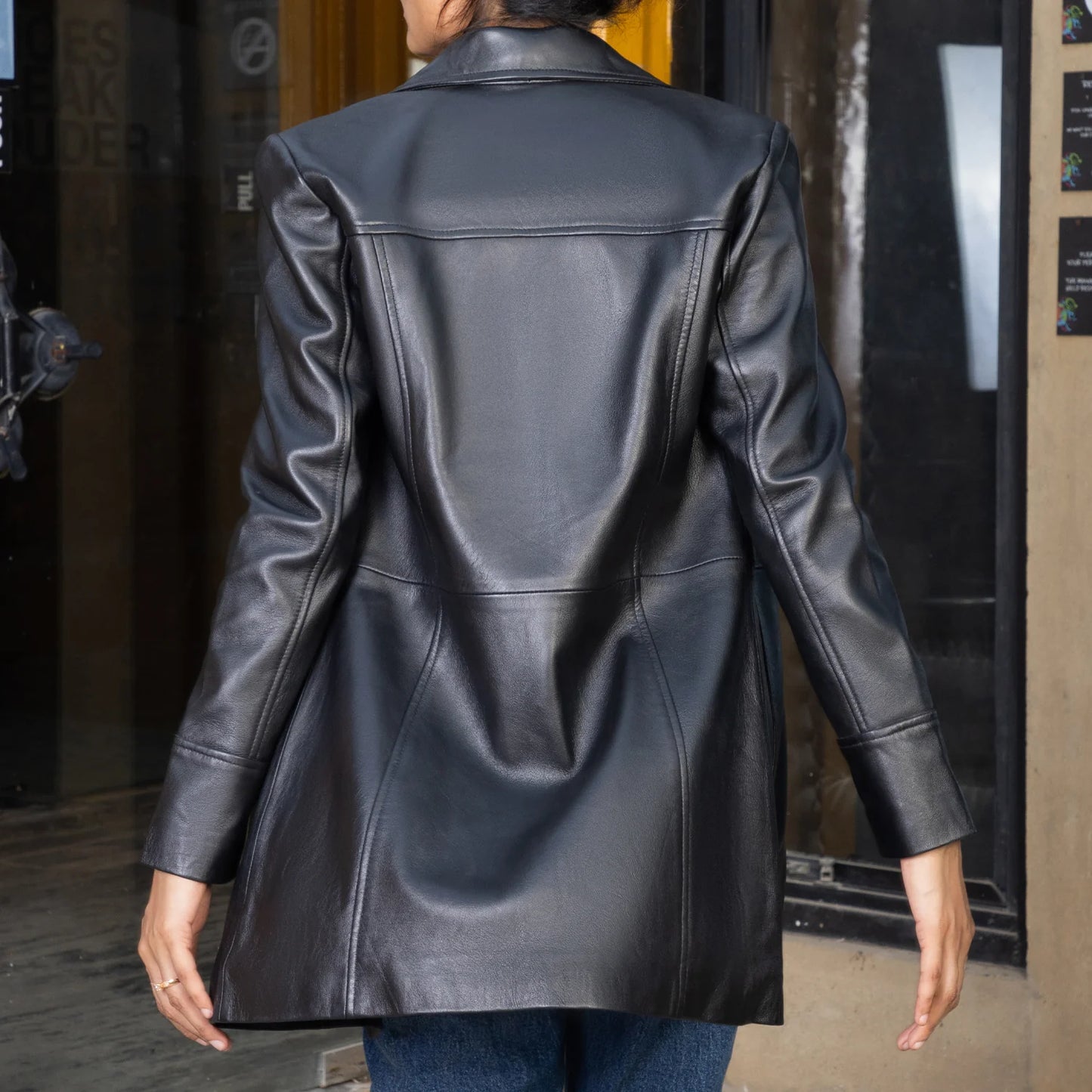 Real Leather Jacket handmade jackets Ladies jackets Long coat for women Long Coat with Pockets Leather Car Coat luxury leather jacket