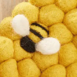 Handmade Wool Felt Bee Hexagon Trivet