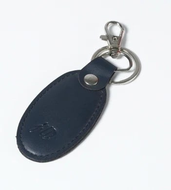 Pack of 3 Genuine Leather Keychains – Bundle Offer | Black, Blue & Camel Brown with Silver Ring Hook