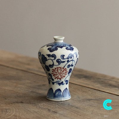 Hand Painted Blue & White Mini Porcelain Vase