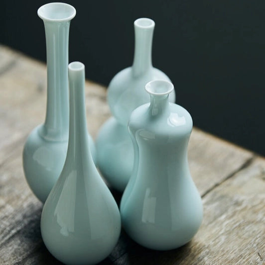 Mini White or Shadowy Blue Porcelain Vase