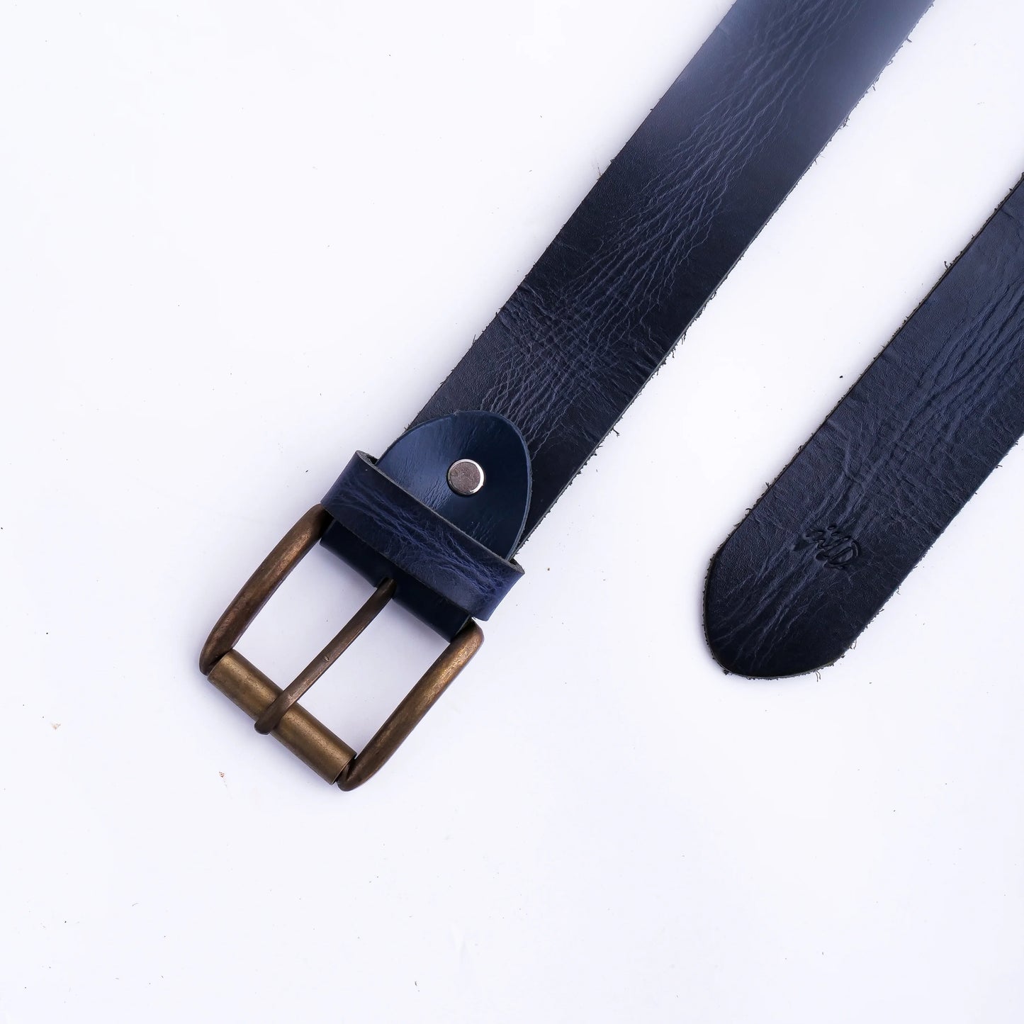 Leather Casual Jeans Belt for Men – Blue | 1.5" Width, Antique Brass Buckle