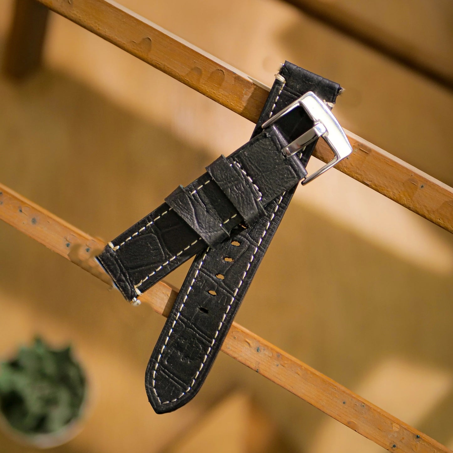 Handmade Leather Watch Strap Dark Brown Replacement Band with Silver Buckle