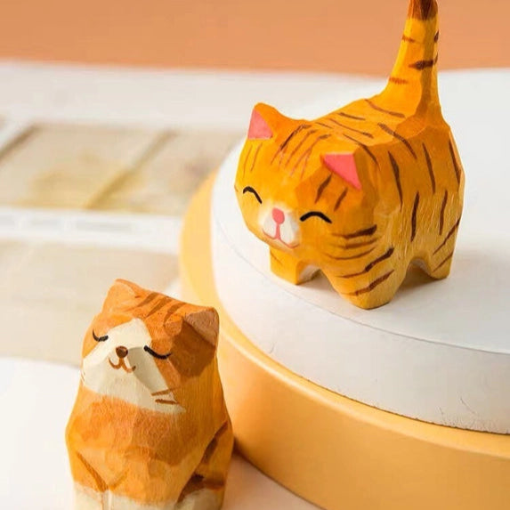Handcrafted Wooden Cat Mini Artisan Decor