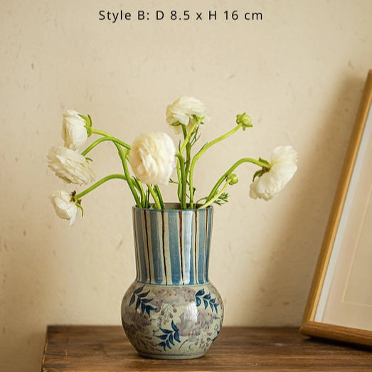 Vintage Hand Painted Blue & White Vase