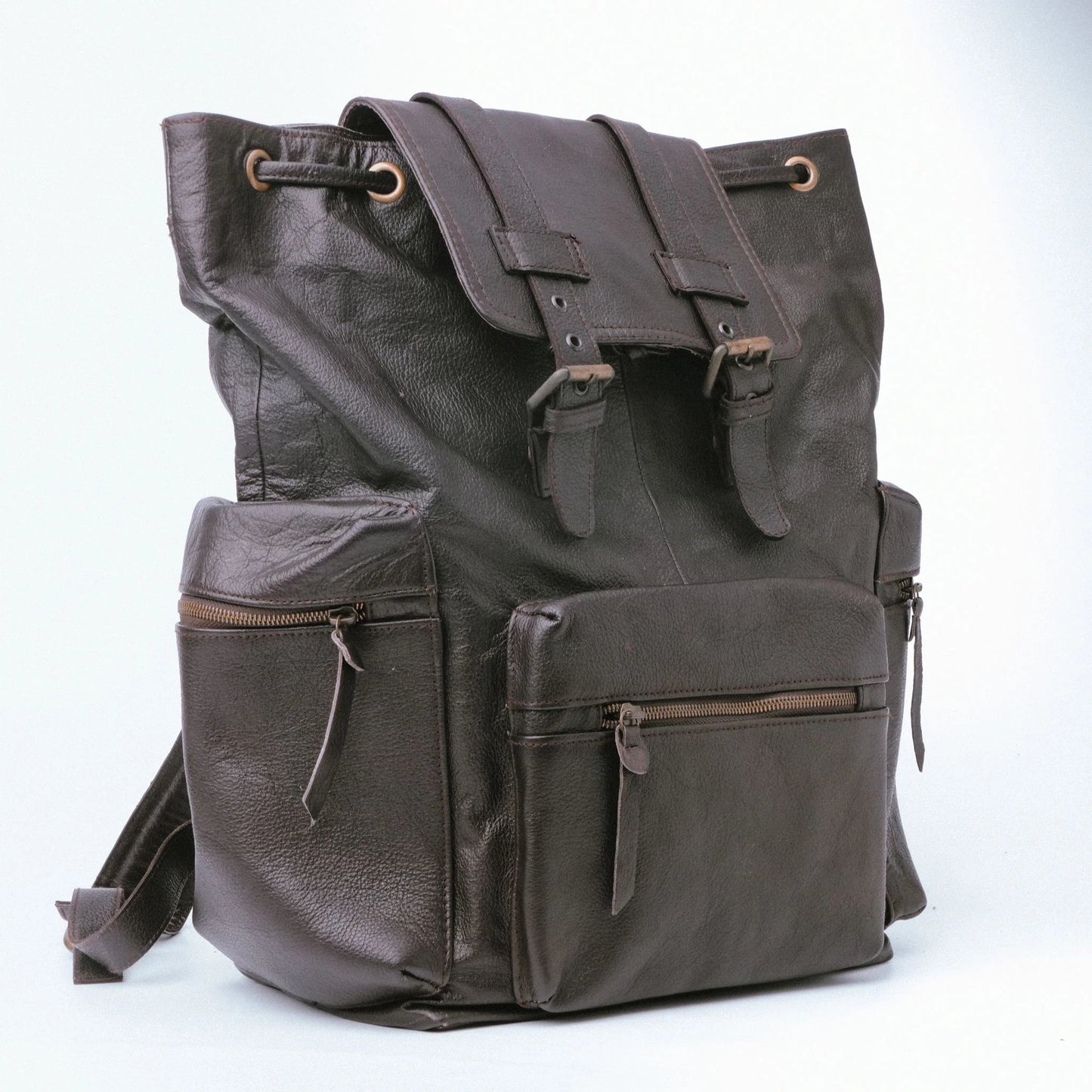 Handmade bag Leather Backpack Brown backpack Travel Laptop Bag Office Bag Backpack with Zipper Pockets