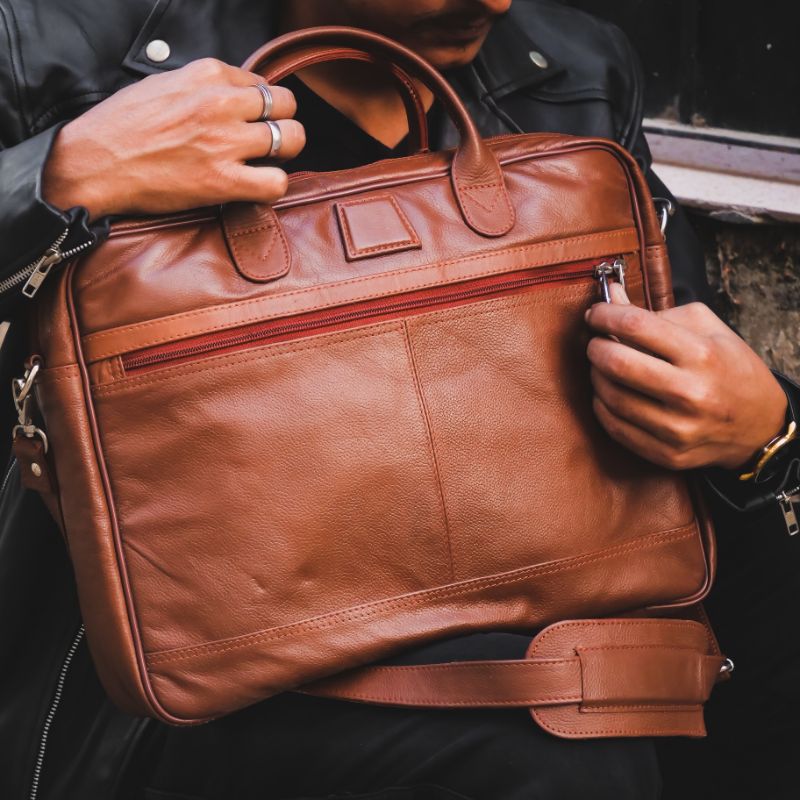 Handmade bag Leather bag Laptop bag Leather Briefcase Tan Brown Laptop bag Shoulder bag