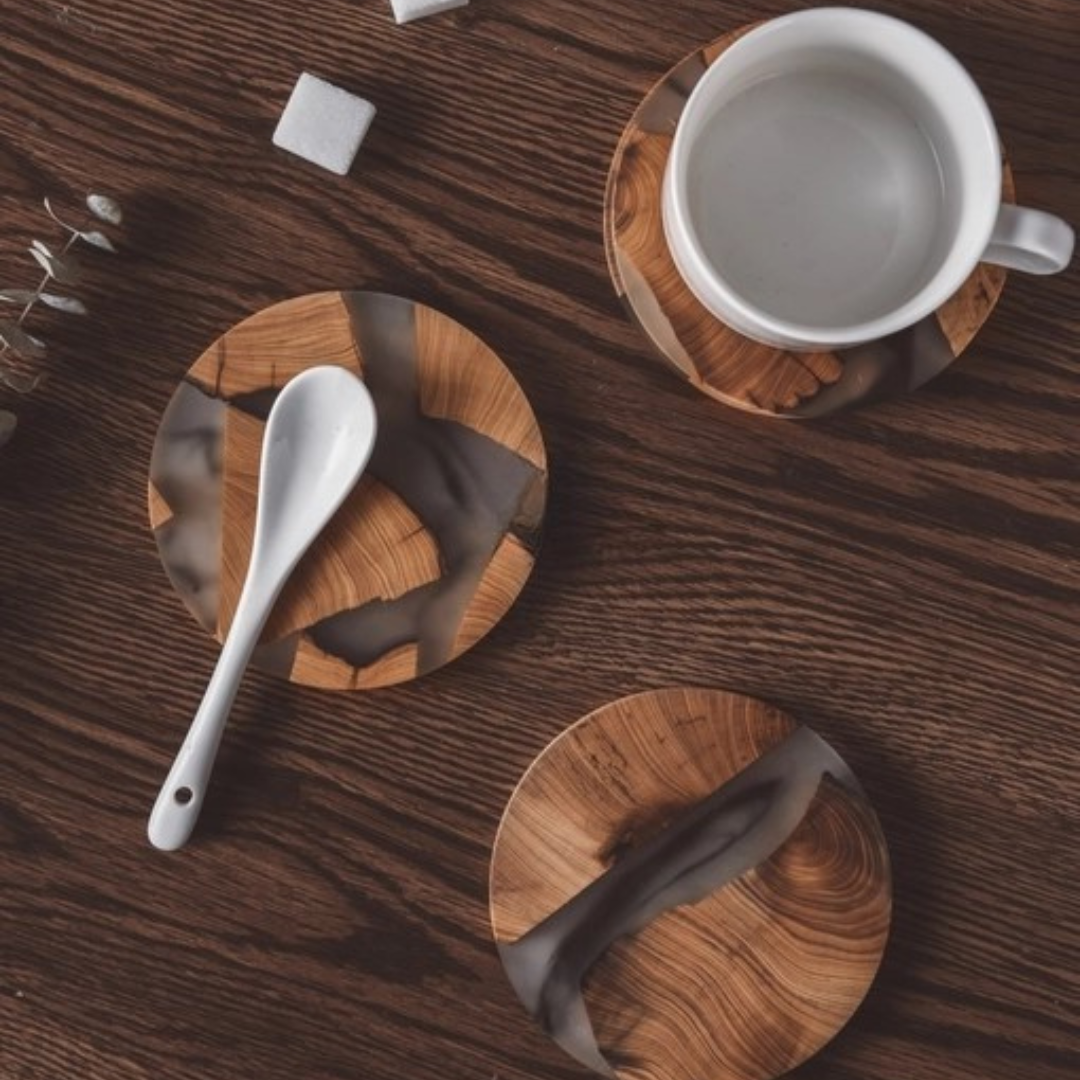 Standard Round Wooden Resin Coaster