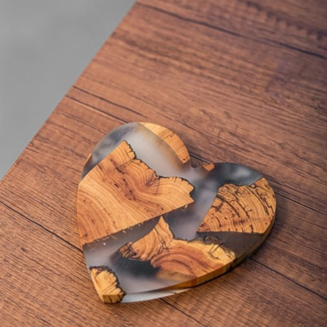 Heart Shaped Wooden Resin Coaster