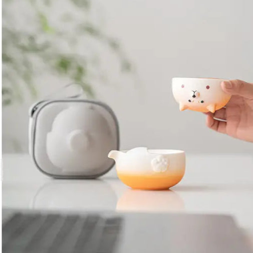 Shiba Inu Teapot Tea Cup Travel Set