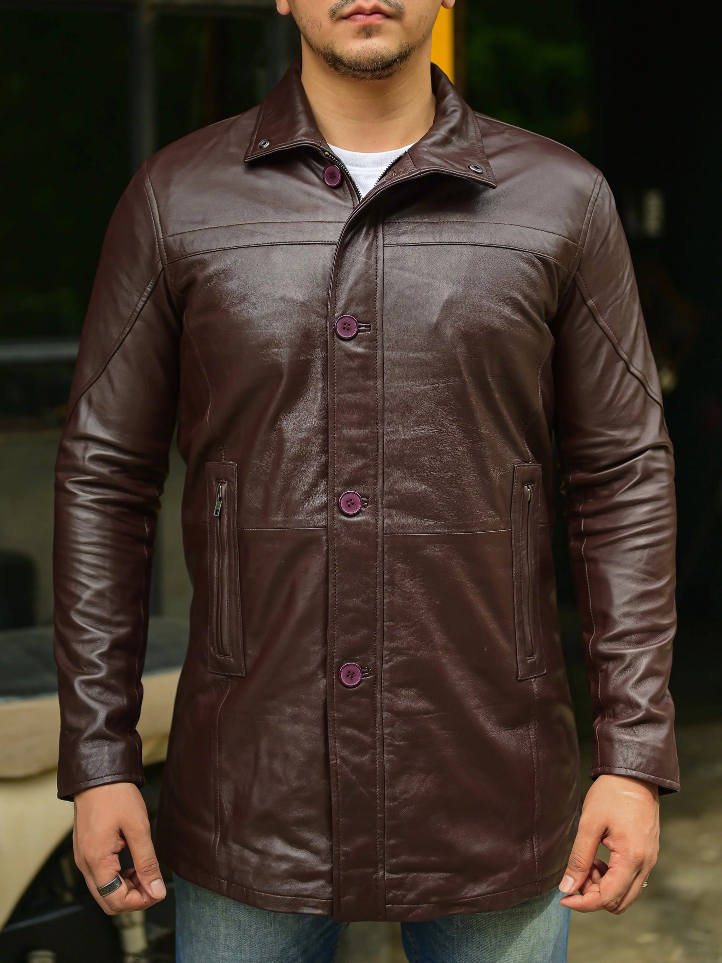 Handmade Coat Trench coat leather Long coat for men