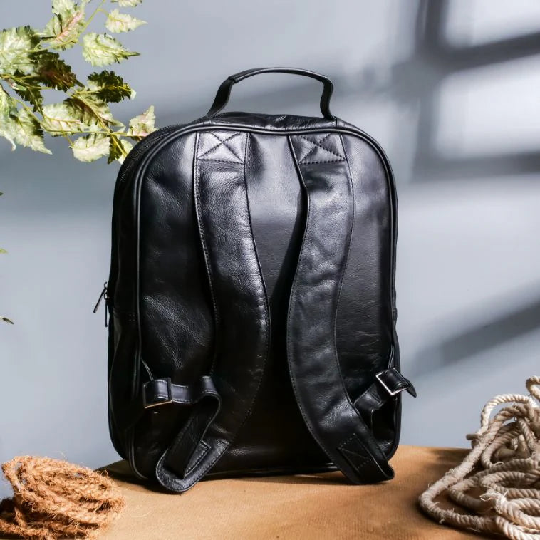 Black Leather Backpack Minimalist Laptop Bag Unisex Design Handmade Backpack Leather bag