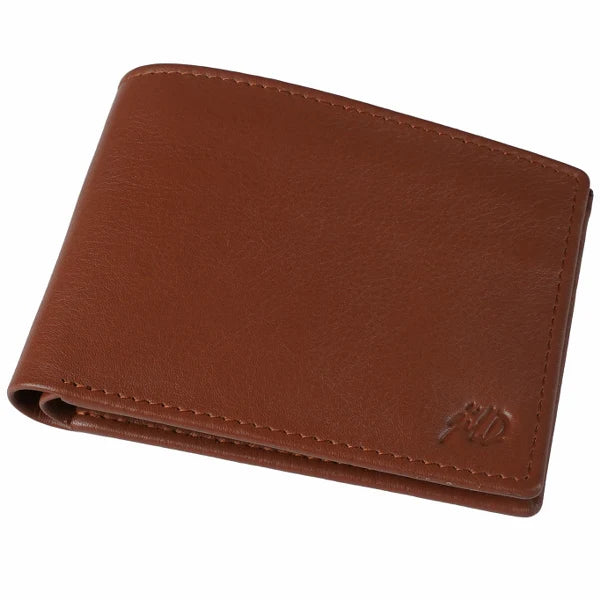 Slim Bi-Fold Men’s Wallet – Butter Soft Natural Cow Leather with ID Window, 6 Card Slots & Cash Compartments
