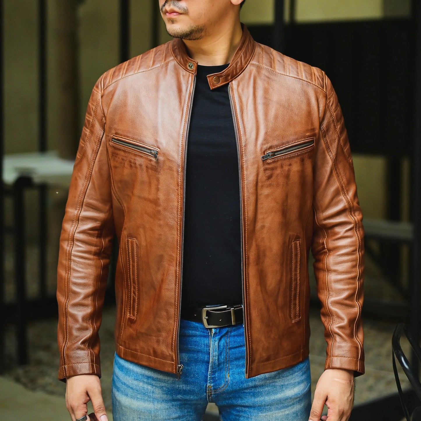 Handmade Jacket Leather Jacket Motorcycle Leather Jacket Men Leather Jacket