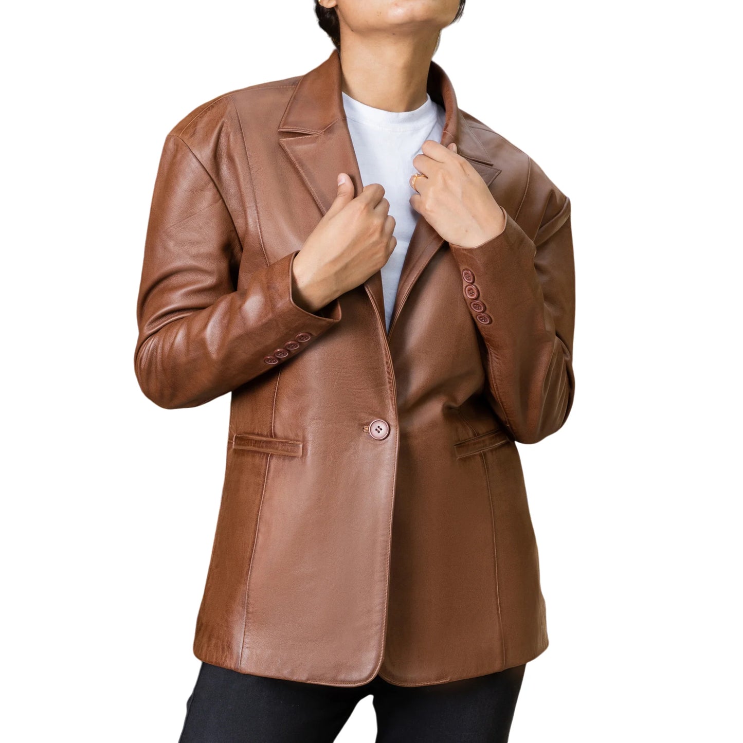 Handmade Blazer Leather Blazer Oversized Leather Blazer for Women Ladies Blazer