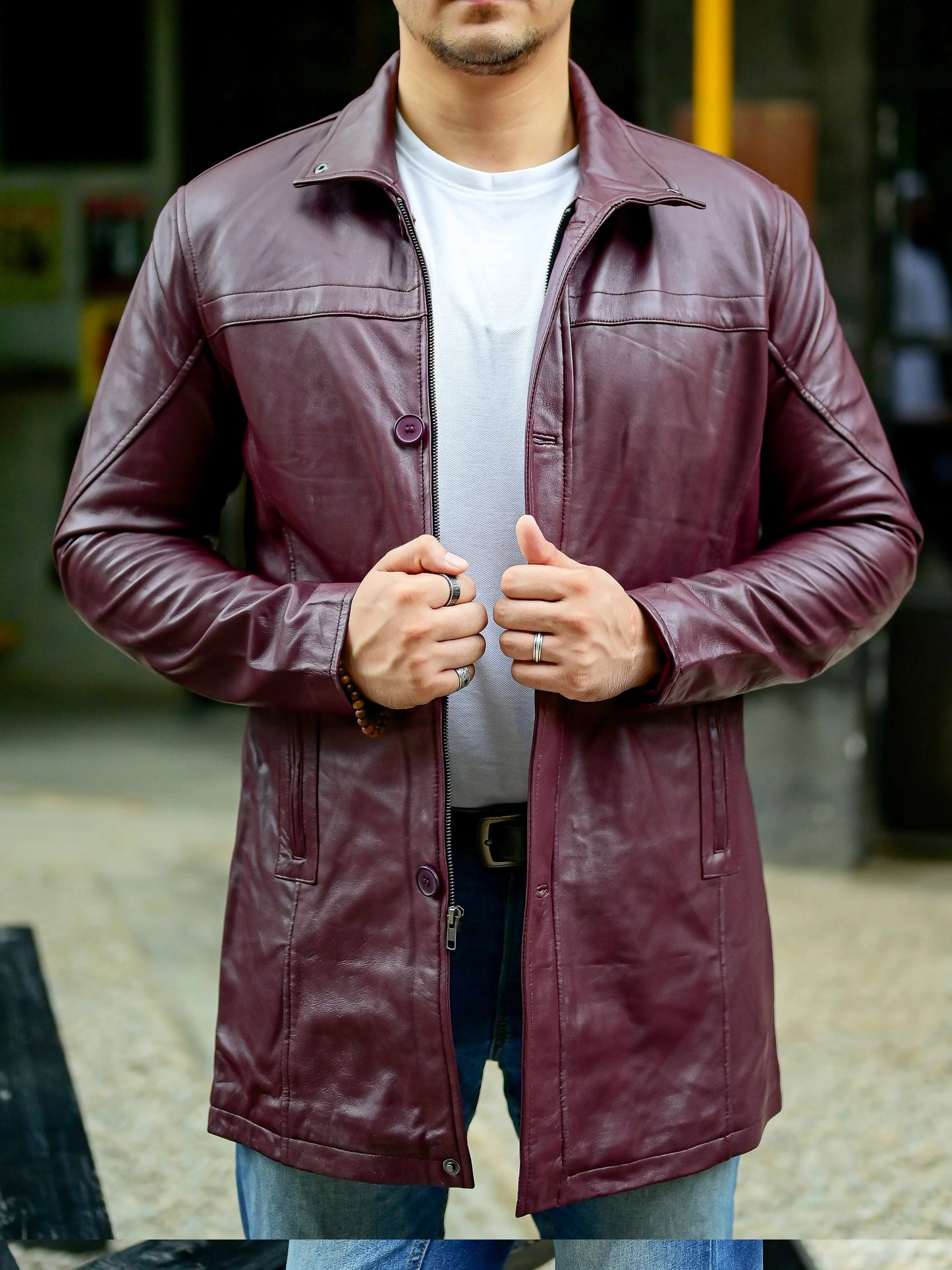 Handmade Coat Trench coat leather Long coat for men