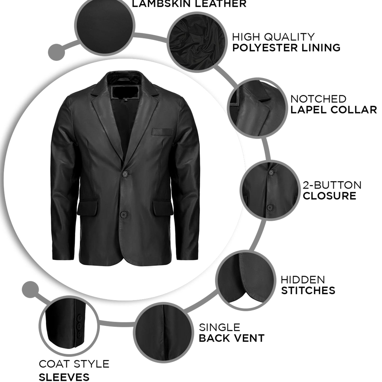 Handmade Coat Casual Leather Blazer Men Leather Coat