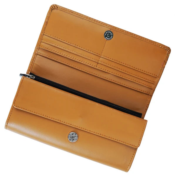 Women’s Leather Clutch Long Wallet Magnetic Flip Purse with Card, Cash and Mobile Slots