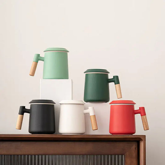 Colorful Ceramic Tea Cup with Lid & Infuser