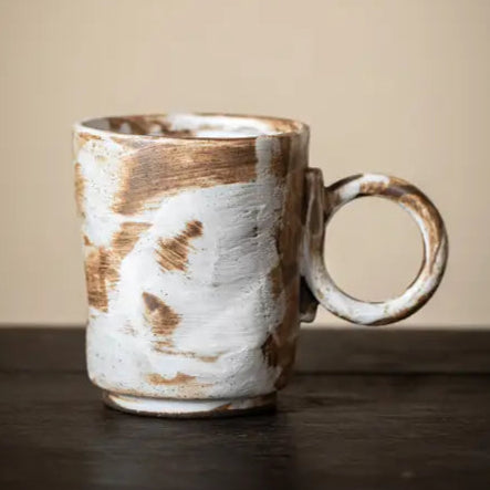 Handmade Stoneware Mug with Flower Handle