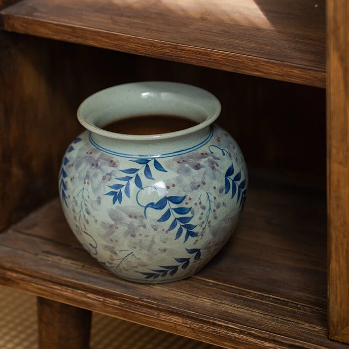 Vintage Hand Painted Blue & White Vase