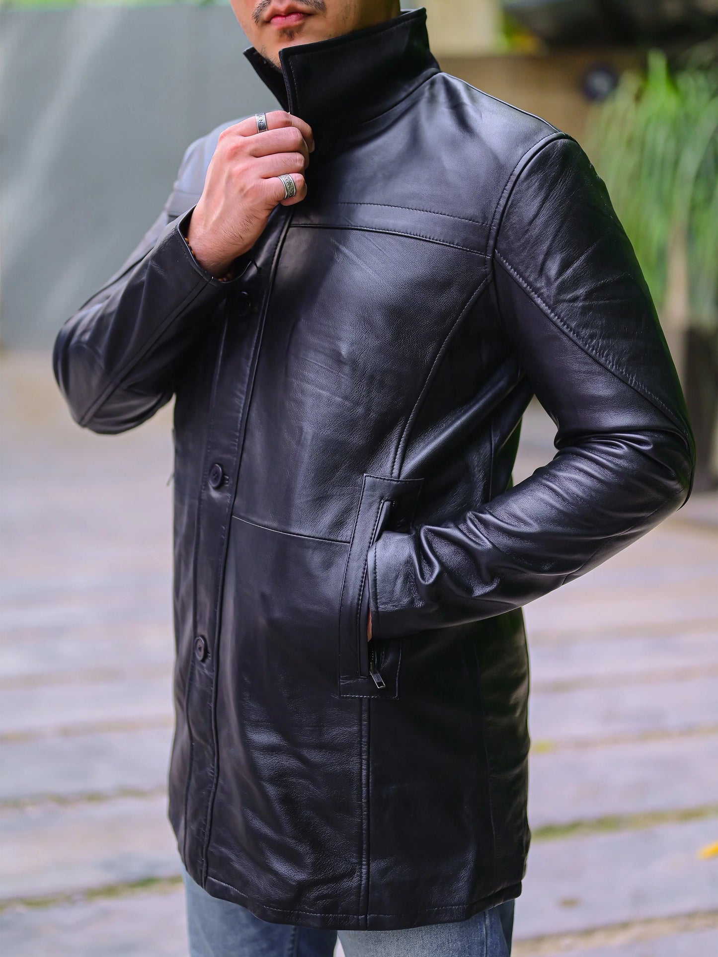 Handmade Coat Trench coat leather Long coat for men