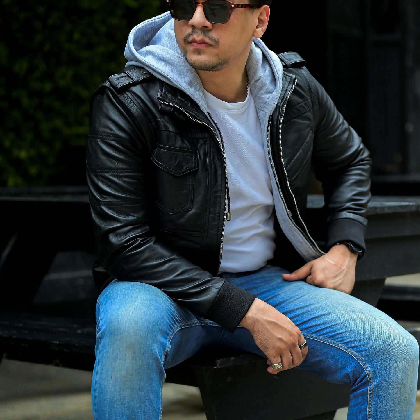 Handmade Jacket Leather Hooded jacket Lather Jacket for Men