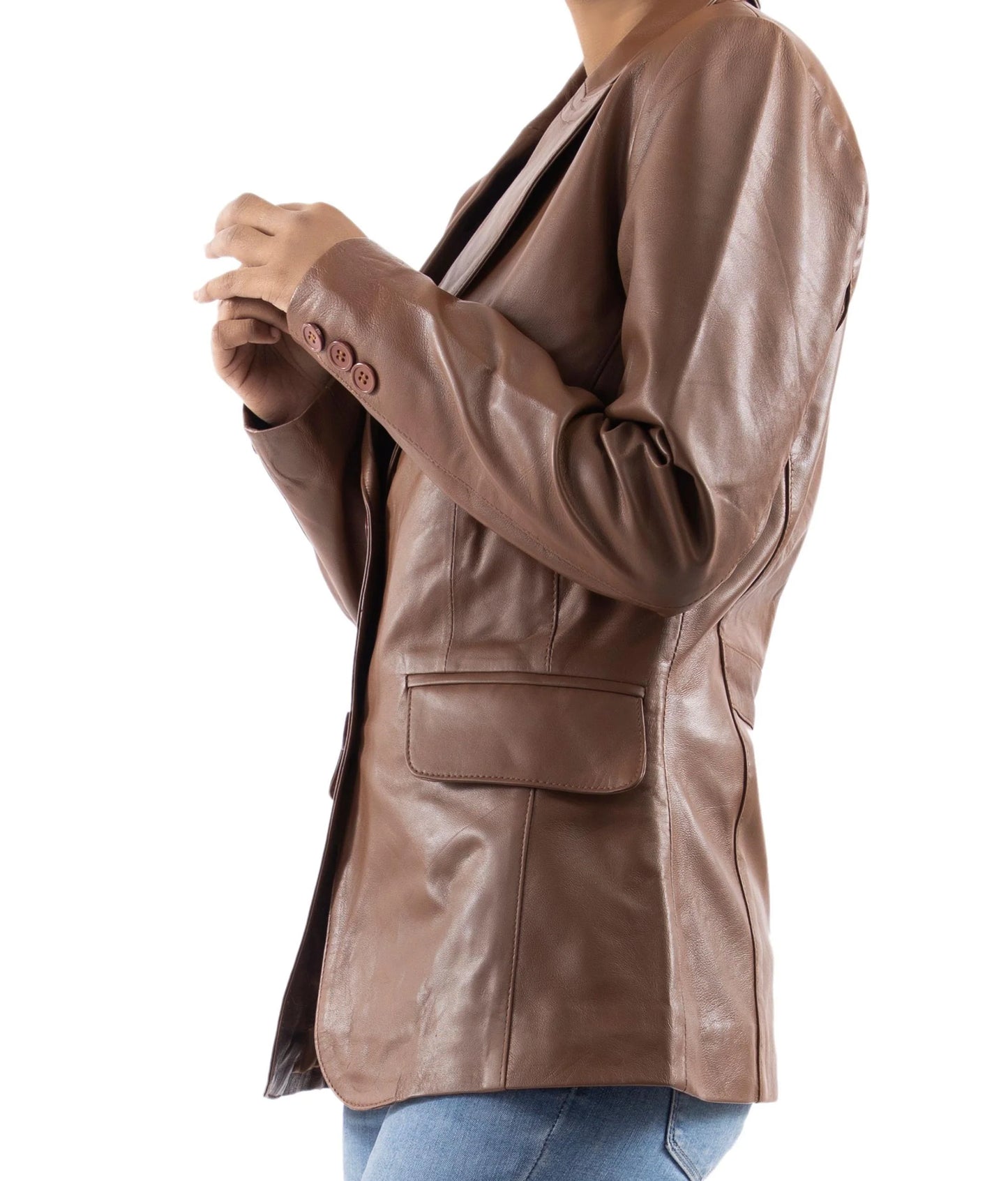 Handmade Blazer Leather Blazer  2-Button Leather Blazer  Blue leather blazer Women Blazer Brown leather blazer