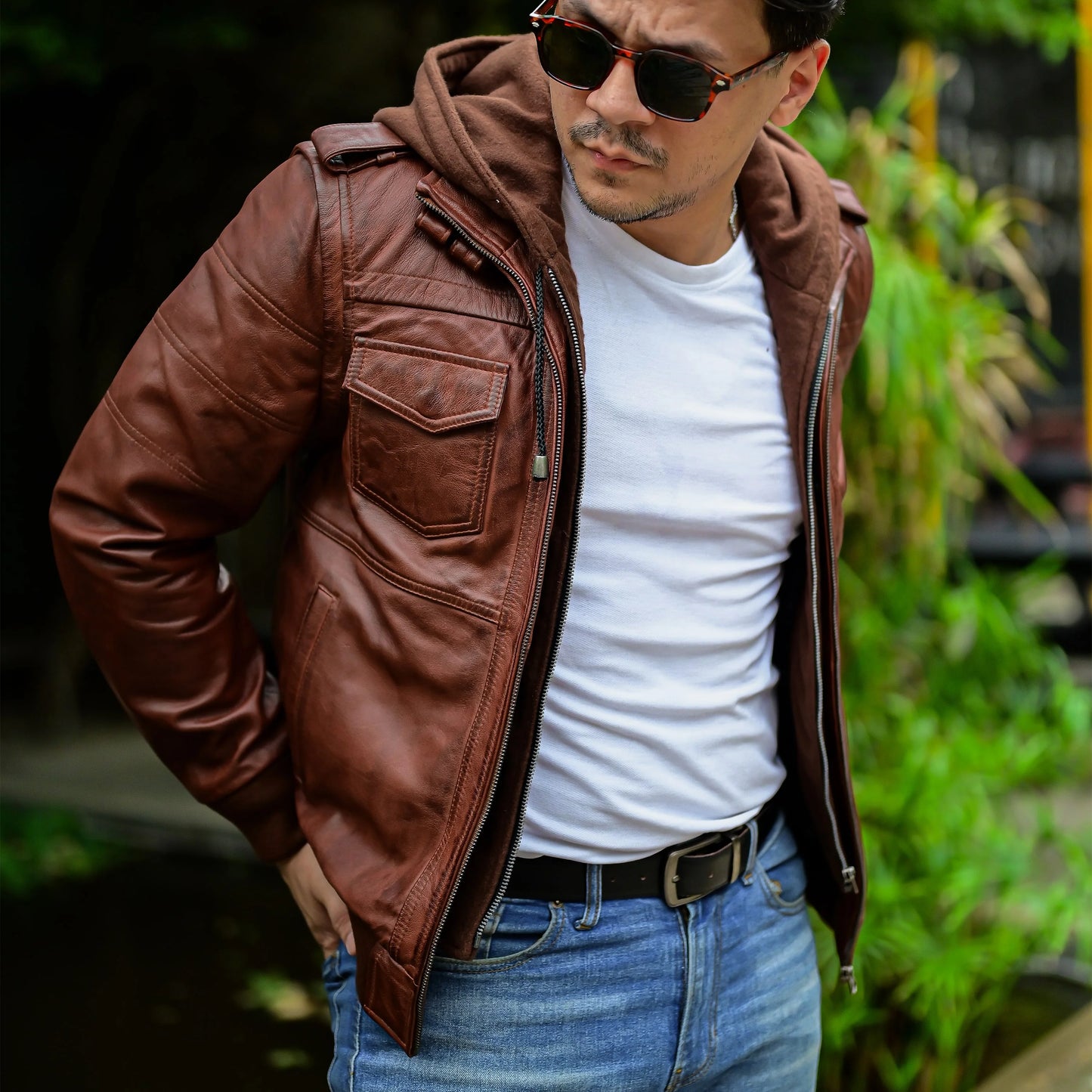 Handmade Jacket Leather Hooded jacket Lather Jacket for Men