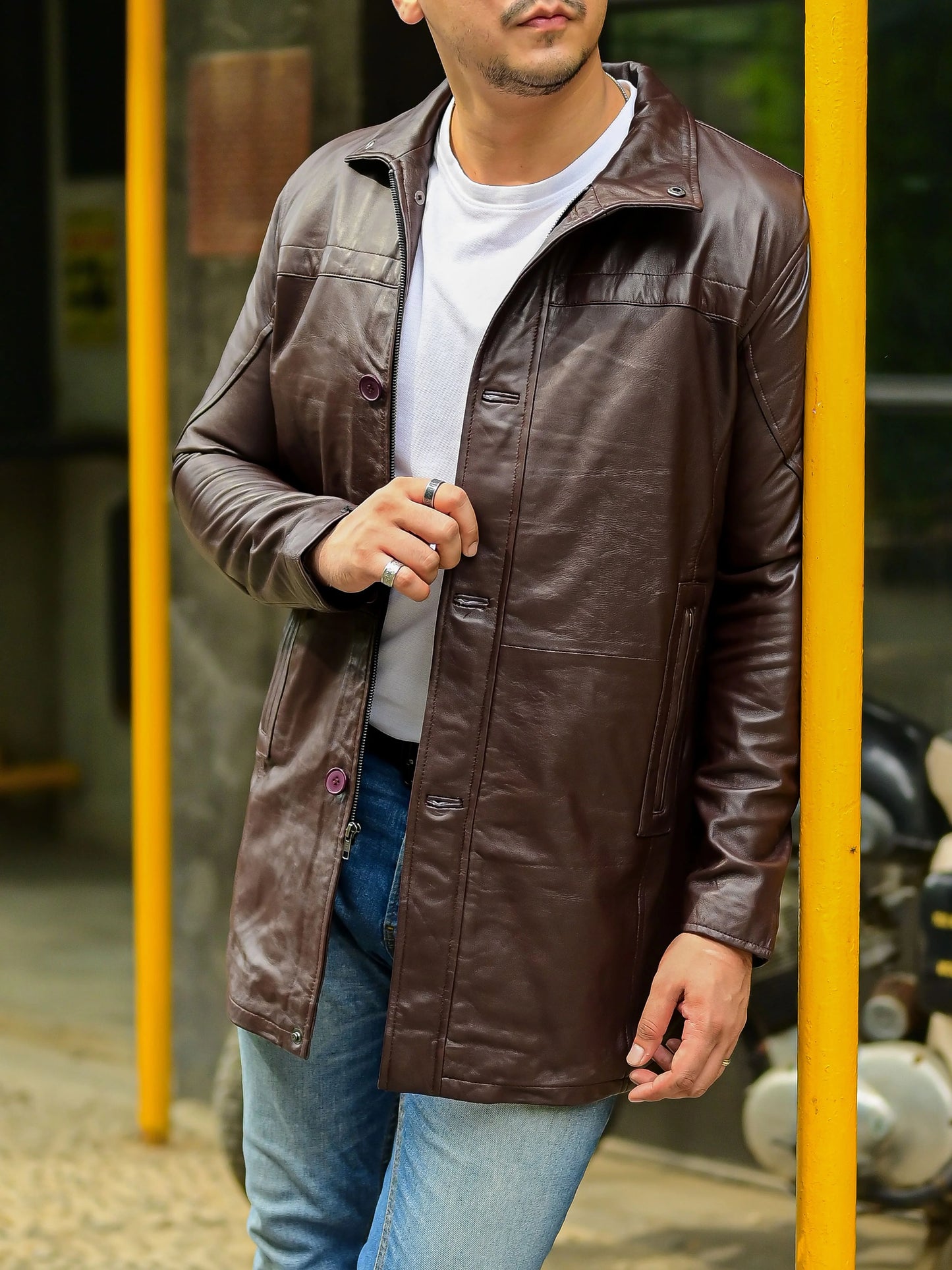 Handmade Coat Trench coat leather Long coat for men