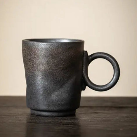 Handmade Stoneware Mug with Flower Handle