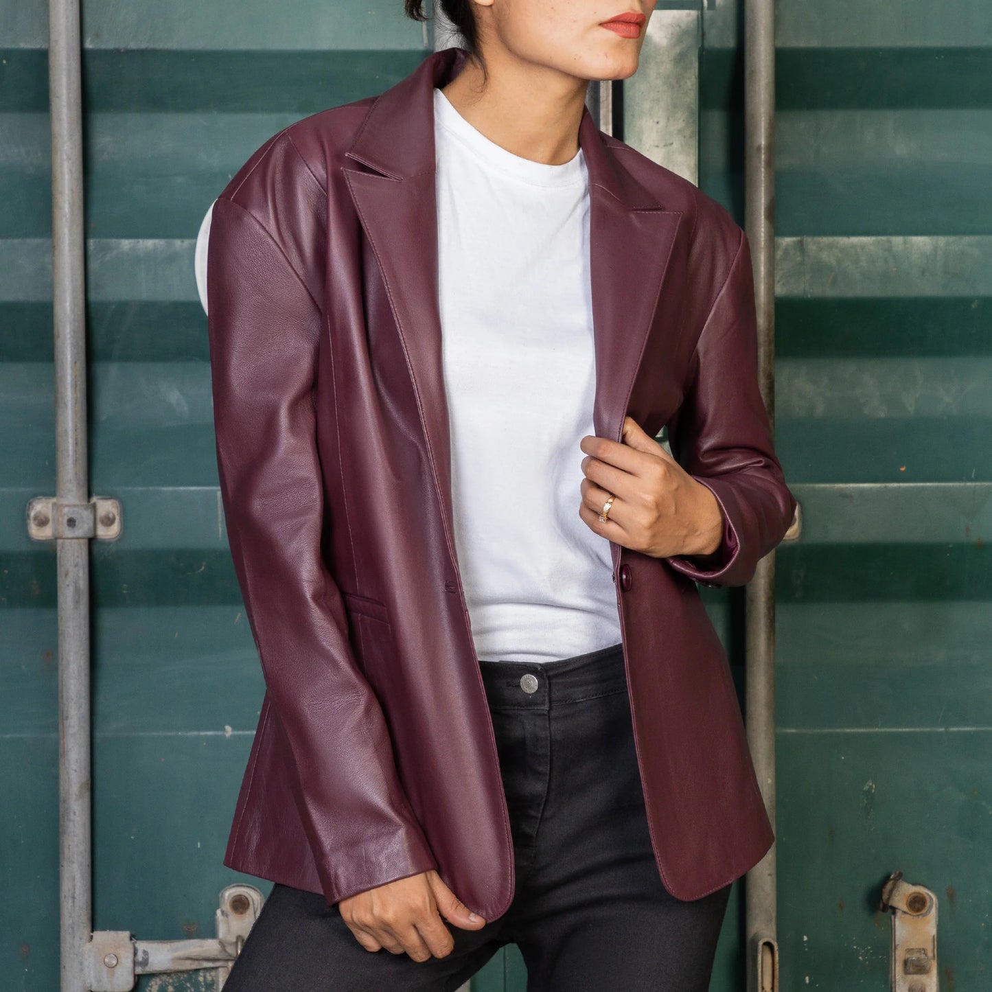 Handmade Blazer Leather Blazer Oversized Leather Blazer for Women Ladies Blazer