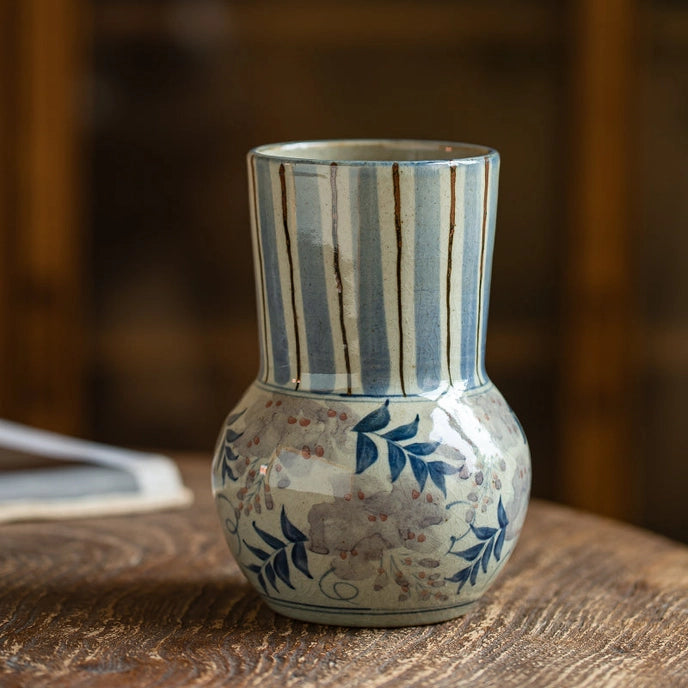 Vintage Hand Painted Blue & White Vase