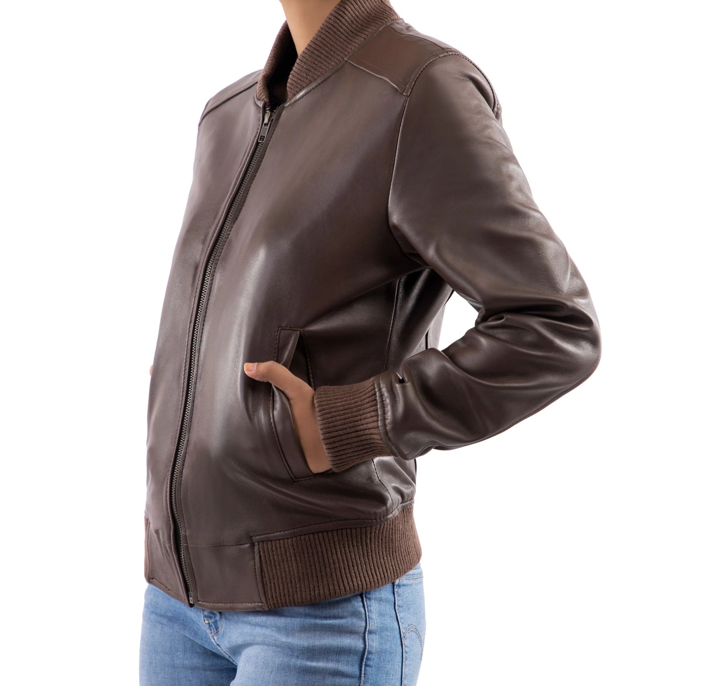 Handmade jacket Leather jacket Bomber jacket Jacket for women Dark Brown Jacket Ladies Jacket