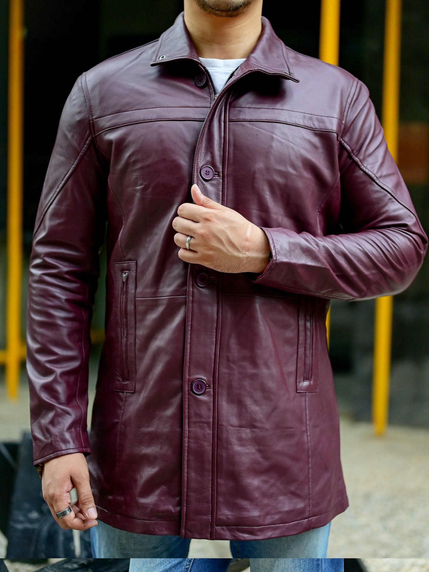 Handmade Coat Trench coat leather Long coat for men