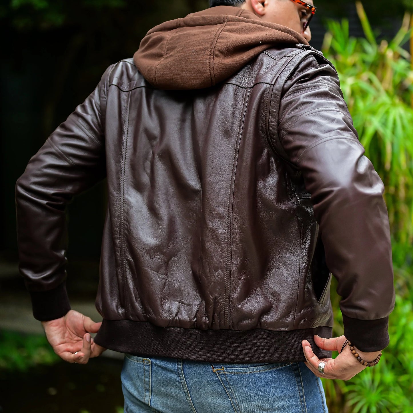 Handmade Jacket Leather Hooded jacket Lather Jacket for Men
