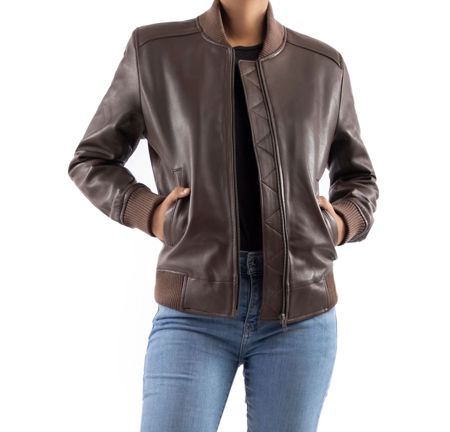 Handmade jacket Leather jacket Bomber jacket Jacket for women Dark Brown Jacket Ladies Jacket
