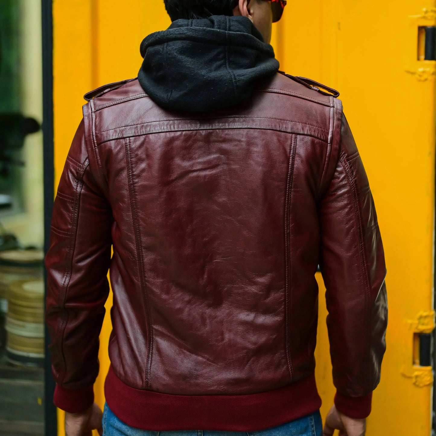 Handmade Jacket Leather Hooded jacket Lather Jacket for Men