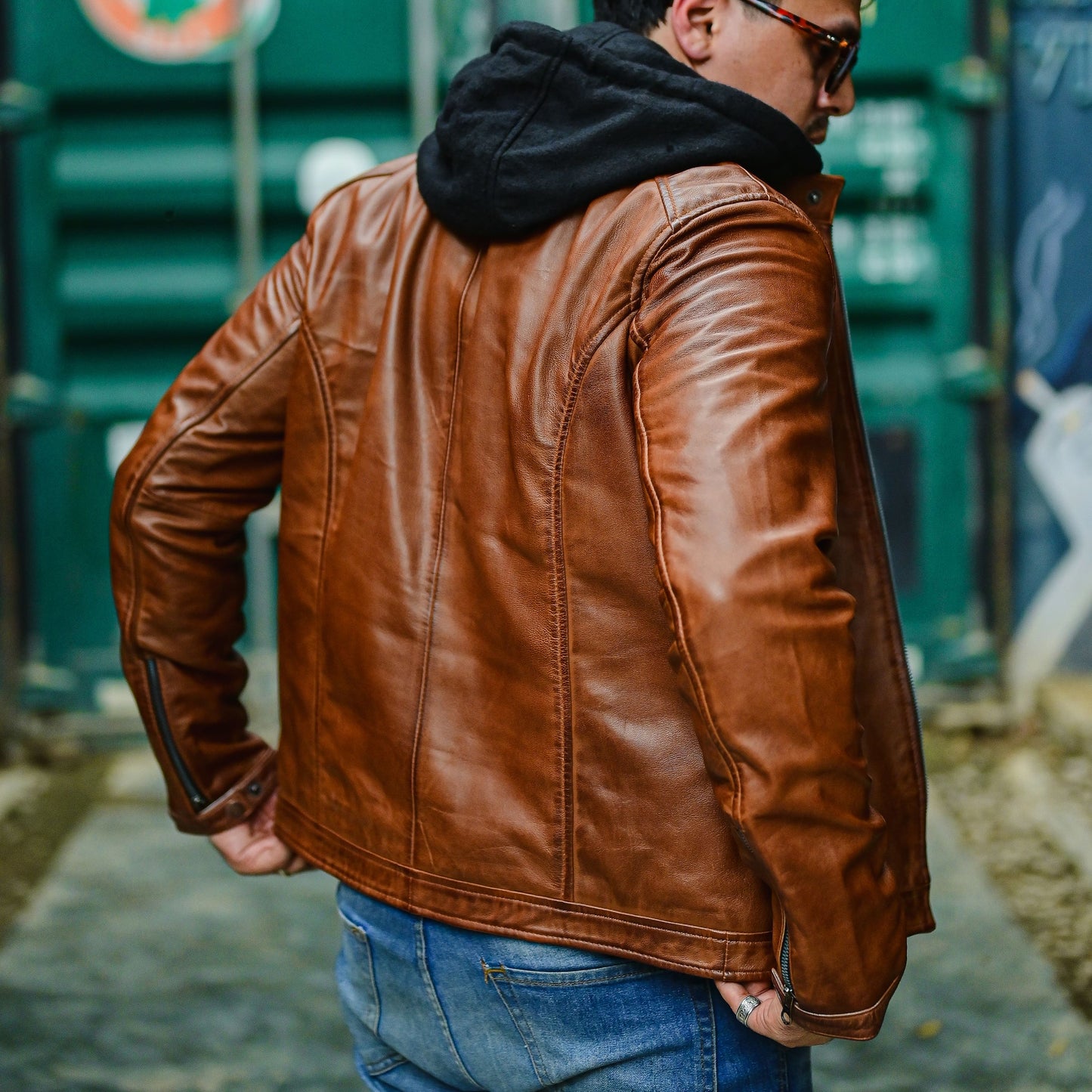 Leather Hooded Jacket Handmade Hood for Men Removable Hood Jacket