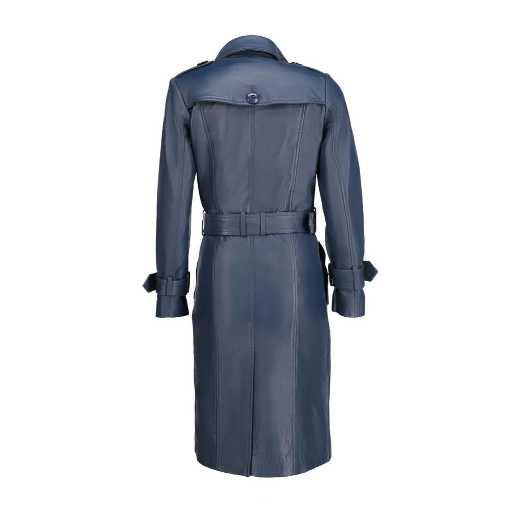 Handmade Long coat Leather long coat Ladies coat  Trench Coat long coat with belt