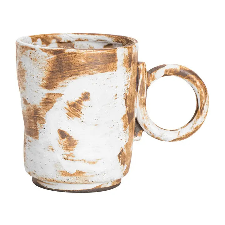 Handmade Stoneware Mug with Flower Handle