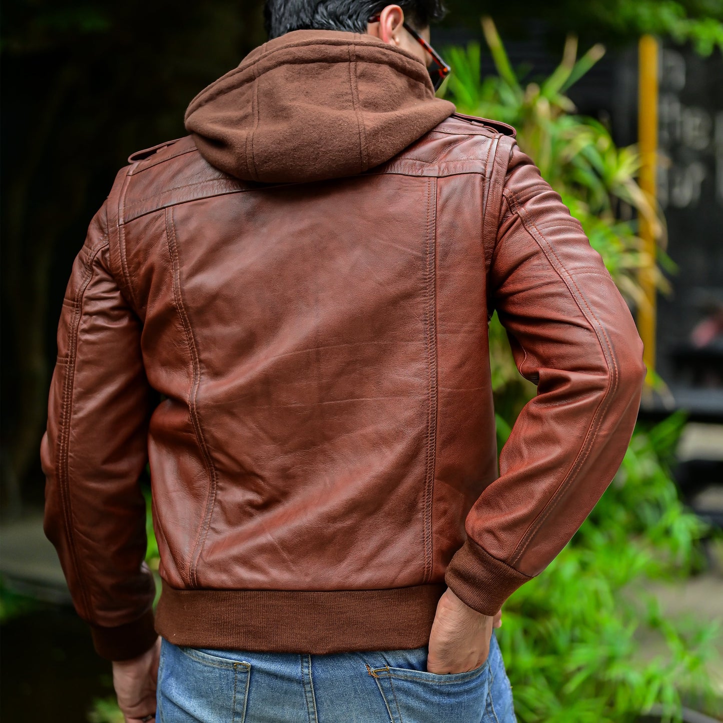 Handmade Jacket Leather Hooded jacket Lather Jacket for Men