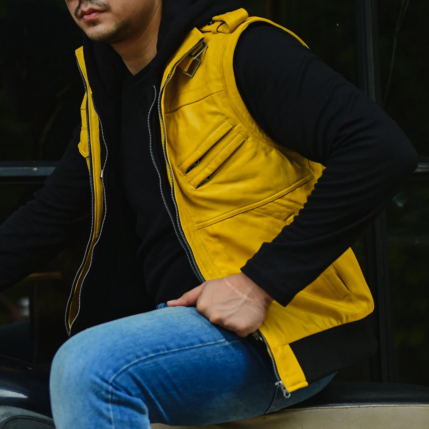 Handmade Jacket Leather Hooded jacket Lather Jacket for Men