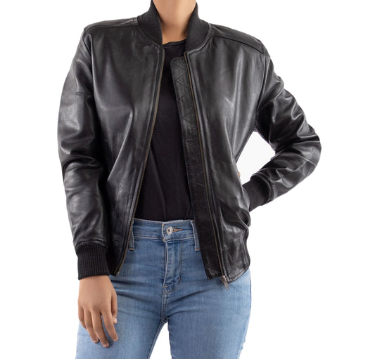 Handmade jacket Leather Jacket Ladies Jacket Bomber jacket for women Ladies Black jacket